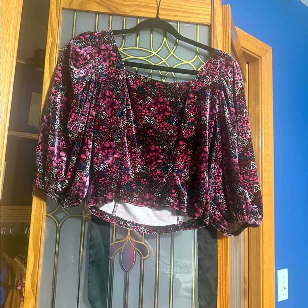 Floral Velvet Women's Top